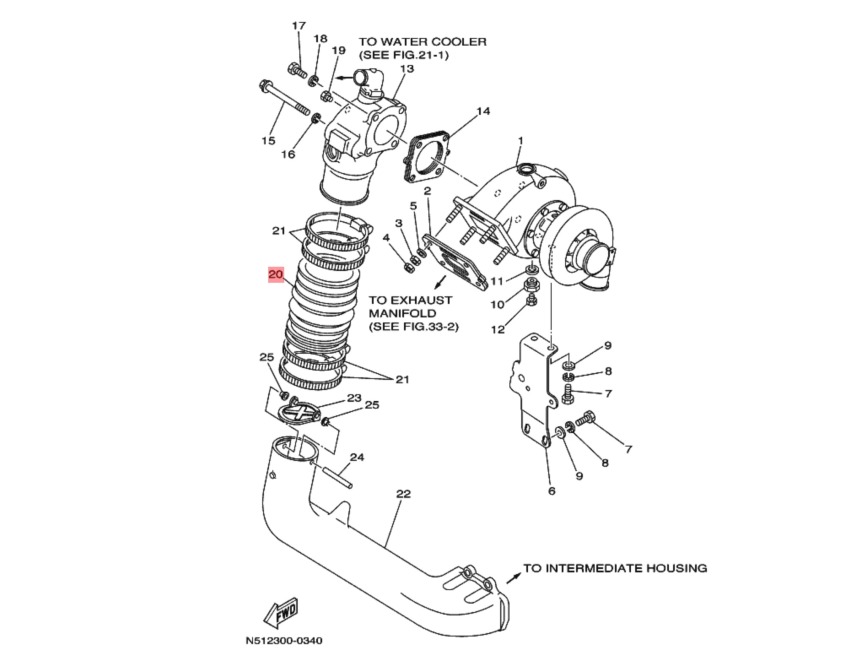 YAMAHA Hydra drive ME420 STi ME370 STi Exhaust Joint 6TA 14615 00 yamaha-hydra-drive-me420-sti-me370-sti-exhaust-joint-6ta-14615-00